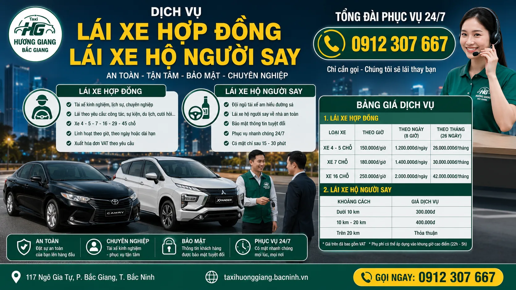 Xe hợp đồng, dịch vụ lái xe hộ