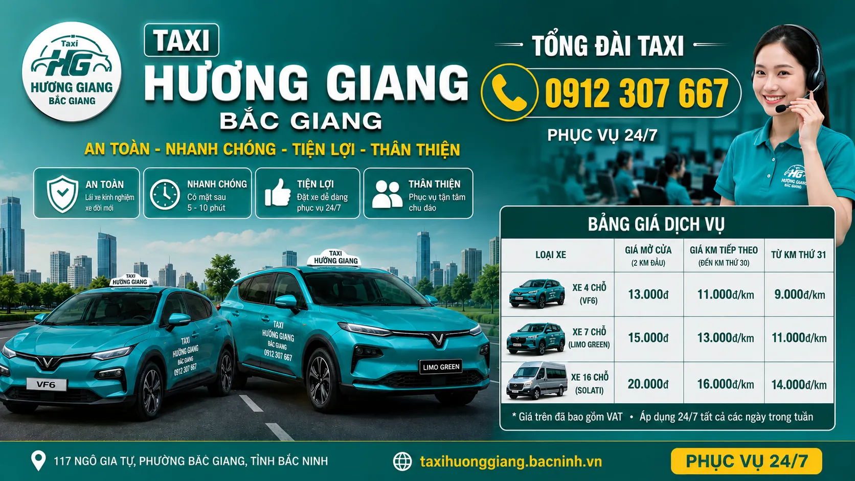 Taxi Hương giang Bắc giang Bắc ninh
