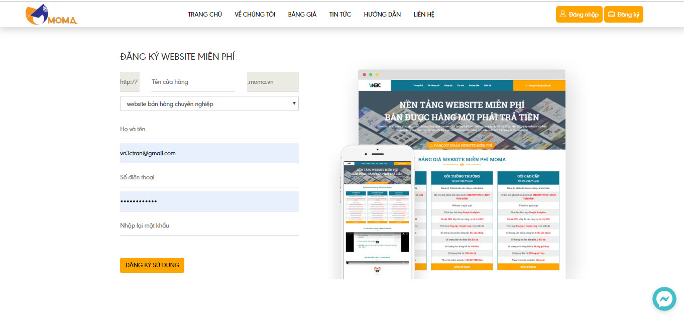 tạo website b&aacute;n h&agrave;ng miễn ph&iacute;